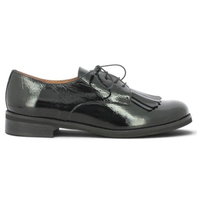 mocassin femme chic vernis noir grande pointure Shoesissime, vue coté