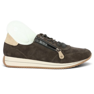 Thais - D0H19-25 Sneakers femme velours marron - Baskets Remonte 42, 43, 44, 45 - Shoesissime