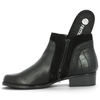 Bottine à la cheville noir velours et cuir semelle amovible grande taille Shoesissime, vue intérieure