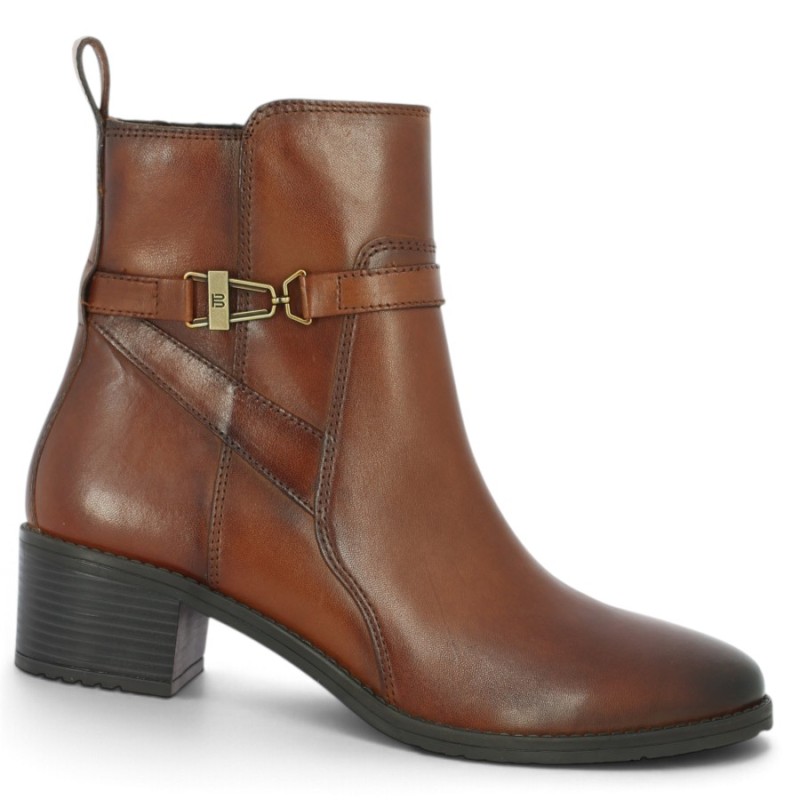 Bottine à talon cuir cognac femme confort 42, 43, 44 Shoesissime, vue profil