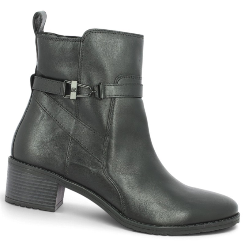 Bottine cuir noir talon 4.5 cm grande pointure femme Shoesissime, vue profil
