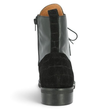 Bottines femme à lacets grande taille cuir noir intérieur et extérieur Shoesissime, vue arrière