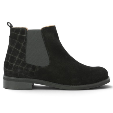 Boots velours noir élastique cheville femme 42, 43, 44, 45 Shoesissime, vue coté