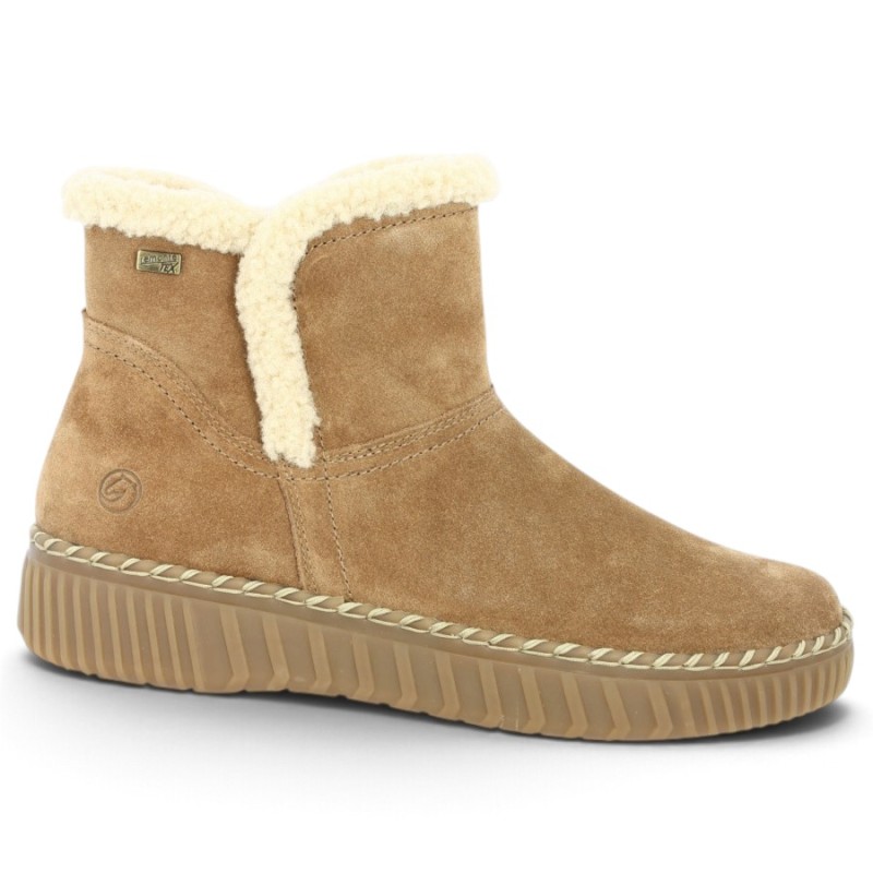 Bottines fourrées laine nubuck marron clair 42, 43, 44, 45 Remonte Shoesissime, vue profil