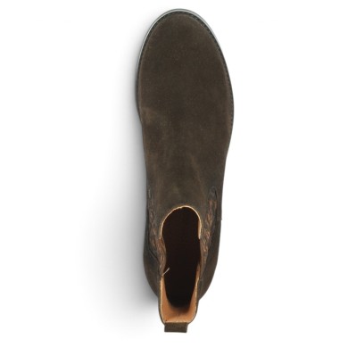 Sigrid - Women's brown-taupe leather boots with leopard elastic straps - Boots for women 42, 43, 44, 45 - Shoesissime