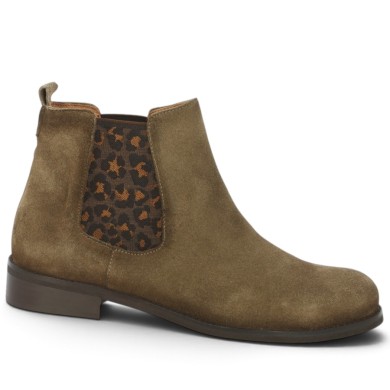 Bottine chelsea cuir taupe élastiques sans fermeture éclair 42, 43, 44, 45 Shoesissime, vue profil
