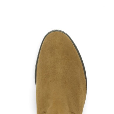 Belinda - Camel Velvet Boots with 8 cm Heels - Women's Boots Sizes 42, 43, 44, 45 - Shoesissime