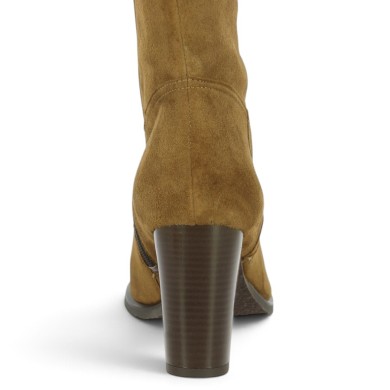 Botte femme 42, 43, 44, 45 talon cuir velours camel clair Shoesissime, vue arrière