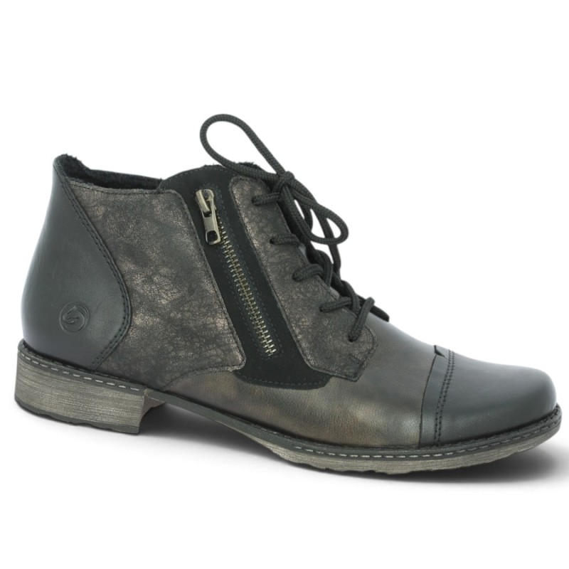 Linette - D4378-91 Bottines à lacets marron noir Remonte - Bottines grande taille femme - Shoesissime