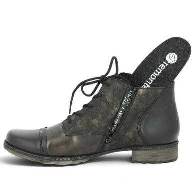 Linette - D4378-91 Bottines à lacets marron noir Remonte - Bottines grande taille femme - Shoesissime