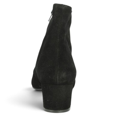 Amalia - Black velvet heeled ankle boots with leather lining - Elegant ankle boots in sizes 42, 43, 44, 45 - Shoesissime