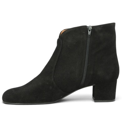 Amalia - Bottine à talon en velours noir et doublée cuir - Bottine élégante 42, 43, 44, 45 - Shoesissime