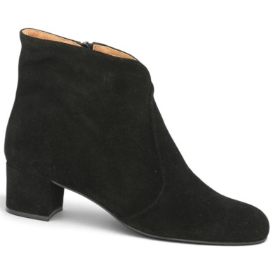 Amalia - Black velvet heeled ankle boots with leather lining - Elegant ankle boots in sizes 42, 43, 44, 45 - Shoesissime