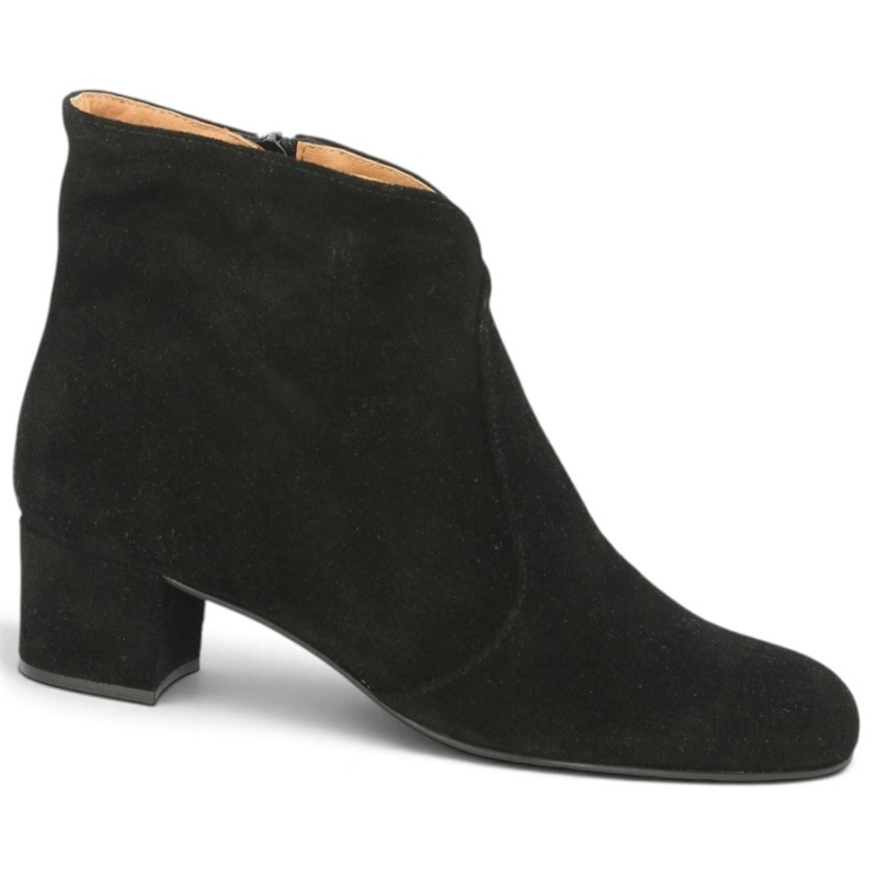 Amalia - Black velvet heeled ankle boots with leather lining - Elegant ankle boots in sizes 42, 43, 44, 45 - Shoesissime