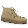 D4A72-20 - Beige wool-lined lace-up ankle boots - Warm women's ankle boots in plus sizes - Shoesissime