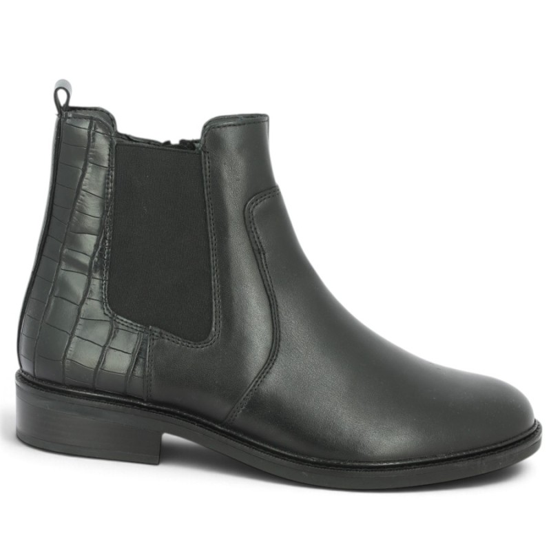 Cassiopee - D2W78-00 Black Boots with Elastic Gaiter - Ankle Boots with Elastic Gaiter in Plus Sizes - Shoesissime