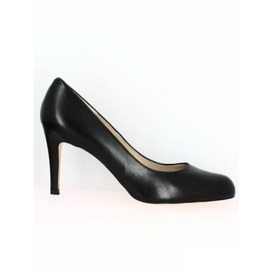 Black high heel shoe, large size, side view