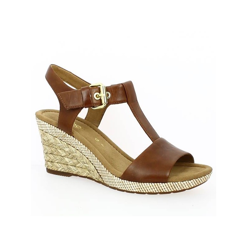 Sandale Compensée Camel de Gabor- Grande Pointure 42, pointure 43, pointure 44 - Shoesissime Paris