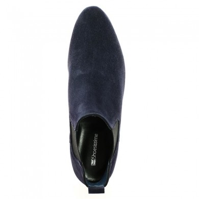Chelsea cuir velours bleu femme grande pointure