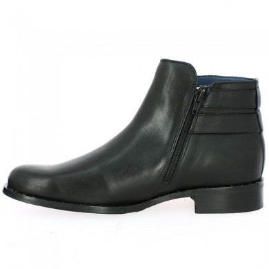 Bottines 42 43 44 45 noires plates à brides et clous