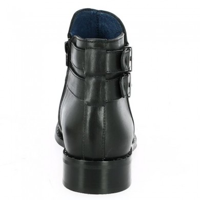 Bottines 42 43 44 45 noires plates à brides et clous