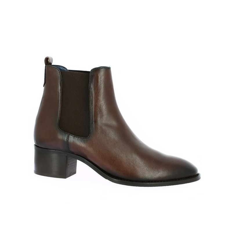 Katia - Bottine Chelsea marron pour femme petit talon - Boots grande taille femme - Shoesissime
