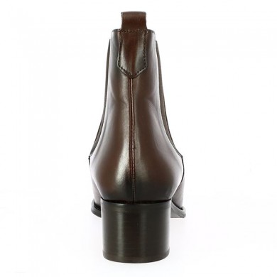 Katia - Bottine Chelsea marron pour femme petit talon - Boots grande taille femme - Shoesissime