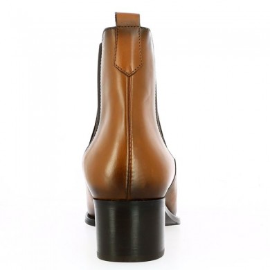 Katia - Boots Femme cuir elastiques Camel - Bottines Grandes Pointures 42, 43, 44, 45 - Shoesissime