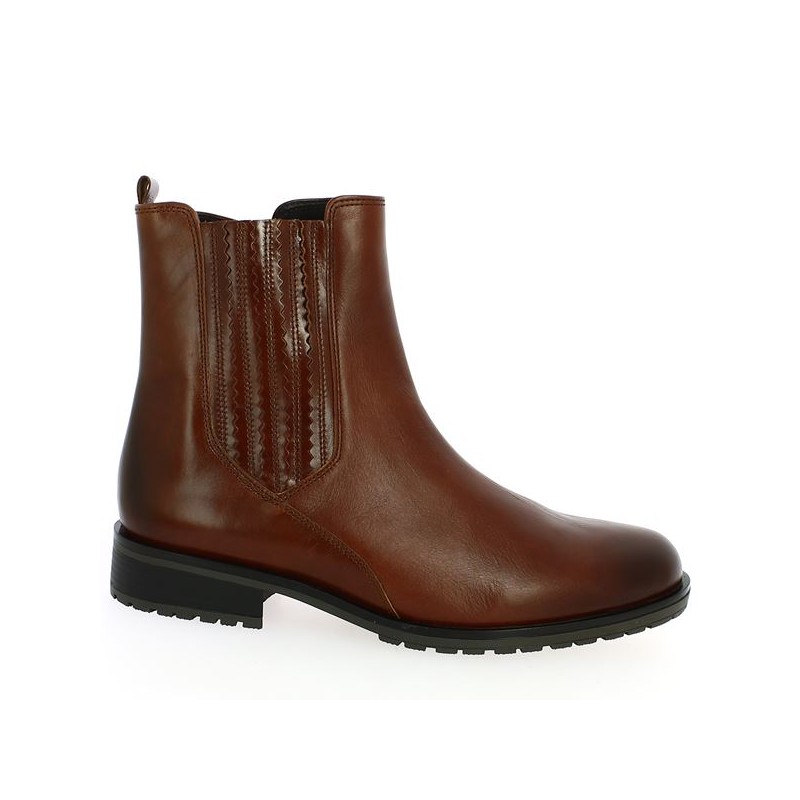 Bottine Elastiquée Marron Cuir Grande Taille : 42, 42.5, 43, 44