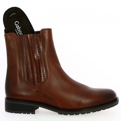 Bottine Elastiquée Marron Cuir Grande Taille : 42, 42.5, 43, 44