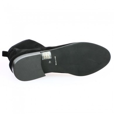 Bottine cuir chaussette femme velours noir