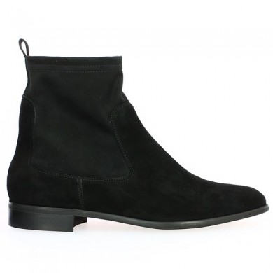Bottine cuir chaussette femme velours noir