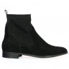 Bottine cuir chaussette femme velours noir