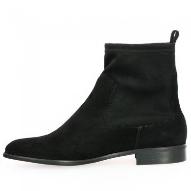 Bottine cuir chaussette femme velours noir