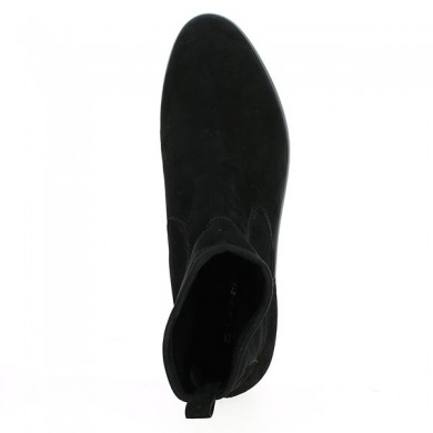 Bottine cuir chaussette femme velours noir