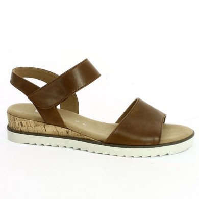 Camel wedge sandal, large size, profile view