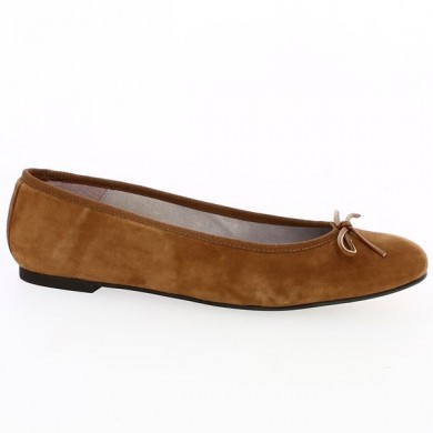 ballerine velours camel 42, 43, 44, 45, 46, vue profil