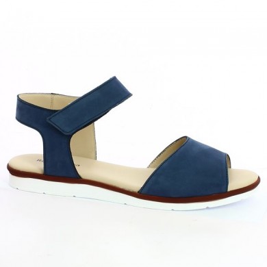 Sandale bleu confort grande taille femme, vue profil
