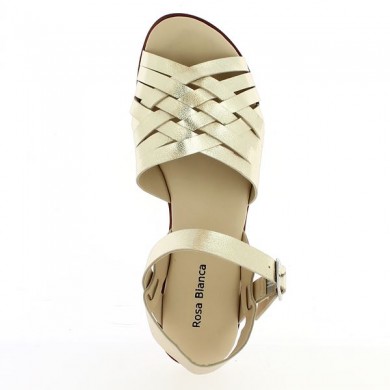 Gold straps sandals large size woman, top view