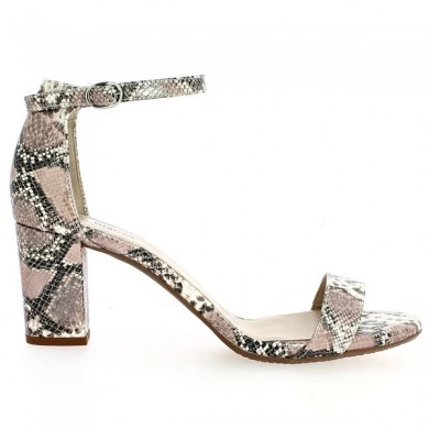 Nude shoes with snake heel, large size, side view