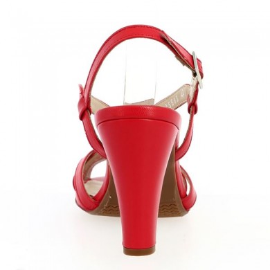 Sandale à talon habillée rouge 42, 43, 44, 45 grande pointure femme, vue talon