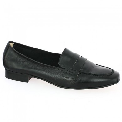 mocassin cuir noir femme grande taille, vue profil