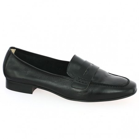 mocassin cuir noir femme grande taille, vue profil mocassin cuir noir femme grande taille, vue profil