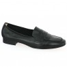 black leather moccasin large size woman, profile view