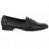 black leather moccasin large size woman, side view