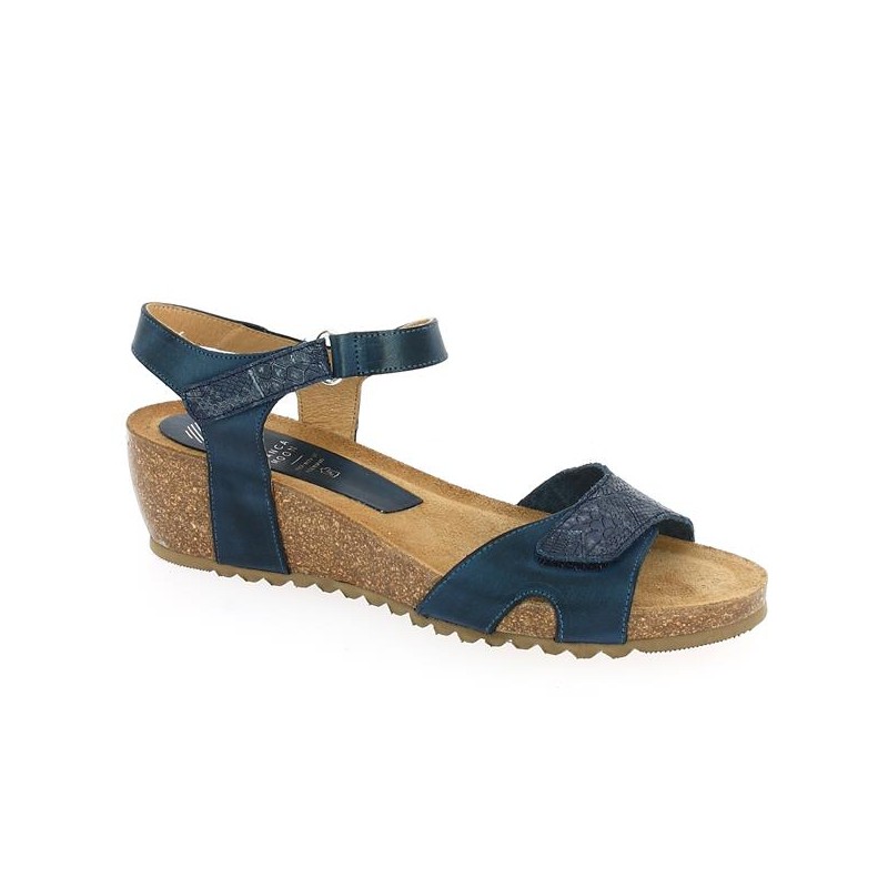 Akissi Sandales Semelle Liege Bleu Marine A Scratch Chaussures Grande Taille Femme Shoesissime