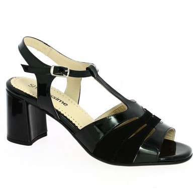 Sandale à talons vernie noir grande taille Shoesissime, vue profil