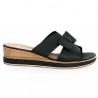 Mule noire grande pointure talon compensée shoesissime, vue coté