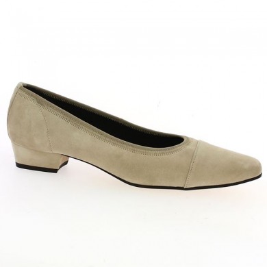 Escarpin petit talon beige 42, 43, 44, 45 Shoesissime, vue profil