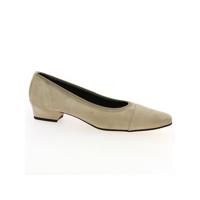 Escarpin petit talon beige 42, 43, 44, 45 Shoesissime, vue profil